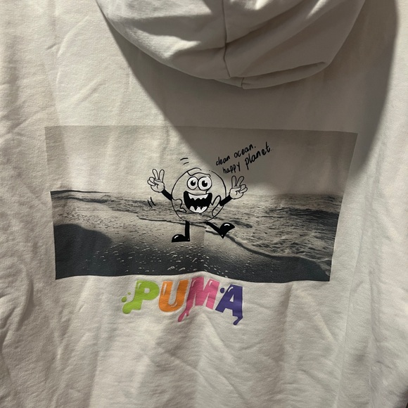 PUMA Men's Unisex Off-White Hoodie with Multicolor Logo size Medium - Picture 8 of 10